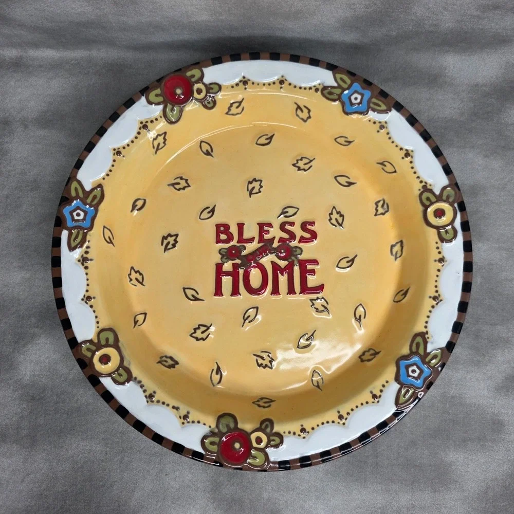 Pie Plate Dish 'Bless Our Home' Michel & Co Mary Engelbreit‎ 11